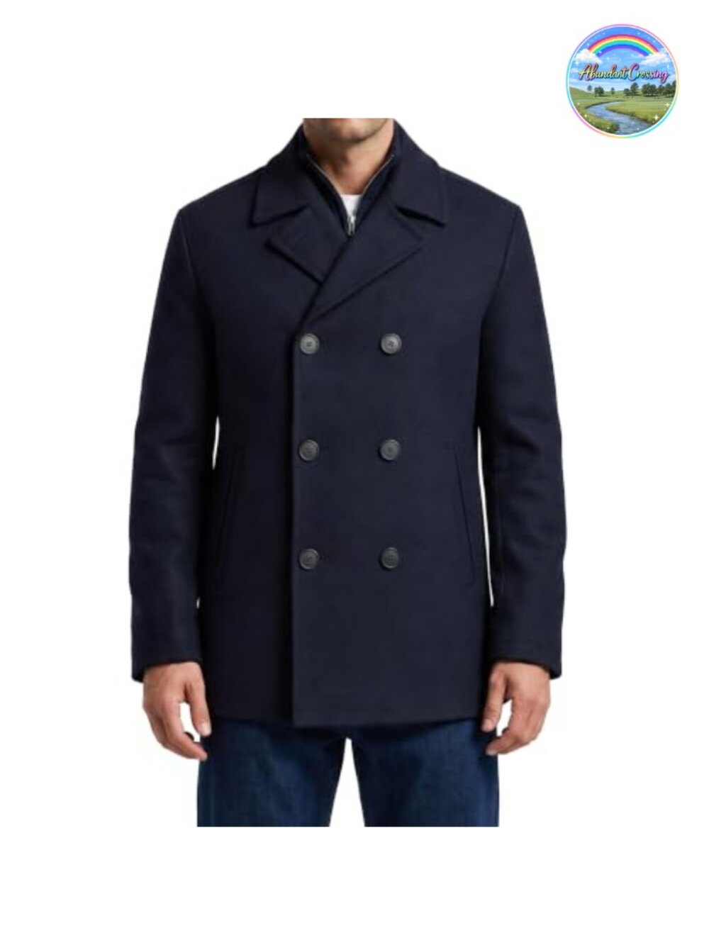 Wool Blend Peacoat Double Breasted Notch Lapel